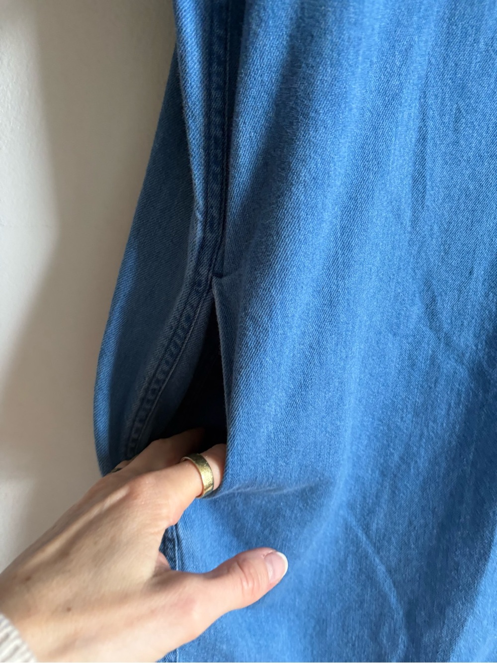 COS Sz 10 Flare Sleeves Denim Chambray Relaxed Shift Minimalist Dress - Picture 6 of 12